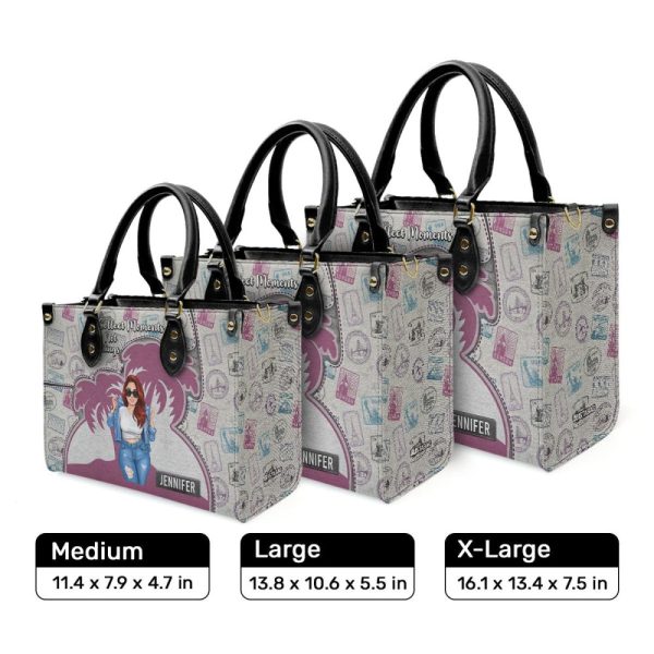 Collect Memories Not Things - Personalized Leather Hand Bag Sblhbt76