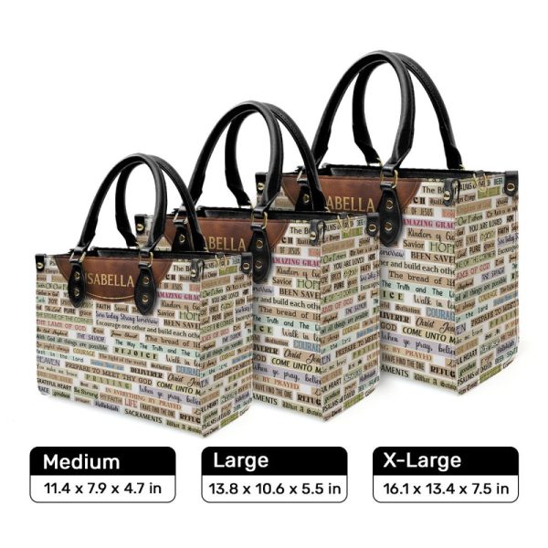 Faith Text - Personalized Leather Hand Bag Sblhbpt771T