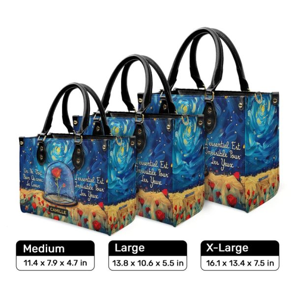 On Ne Voit Bien Qu’Avec Le Coeur - Personalized Leather Hand Bag Sblhbt67