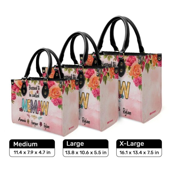 Blessed Nana - Personalized Leather Handbag Ms101