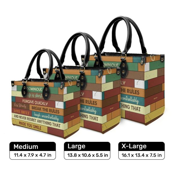 Life Is Short - Personalized Purple Leather Handbag Stb171