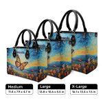 Butterfly In The Starry Night Style - Personalized Leather Handbag Msm07