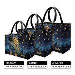 Lion Under The Starry Night - Personalized Leather Handbag Msm22