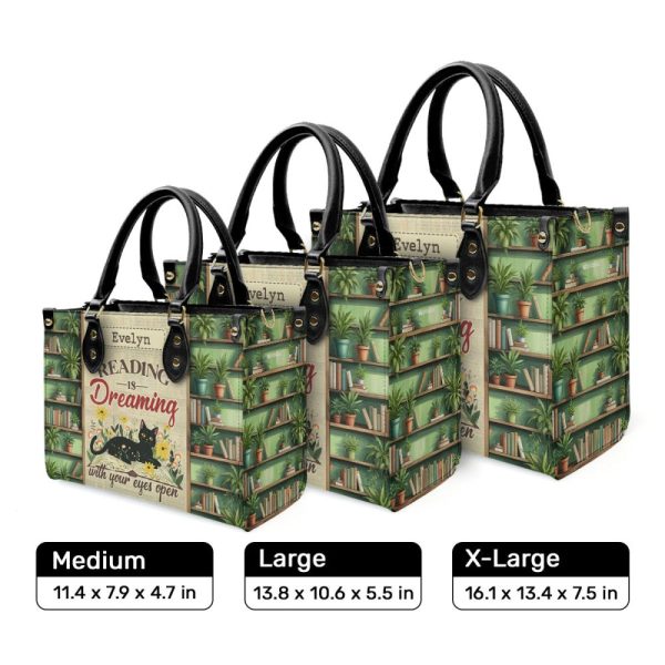 Reading Is Dreaming With Your Eyes Open - Personalized Leather Handbag Sblhbltn974Ta