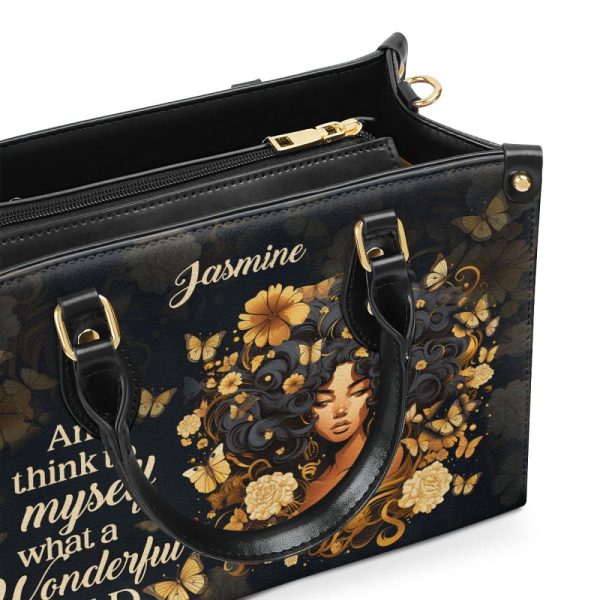 I Think To Myself What A Wonderful World - Personalized Leather Handbag Stb20