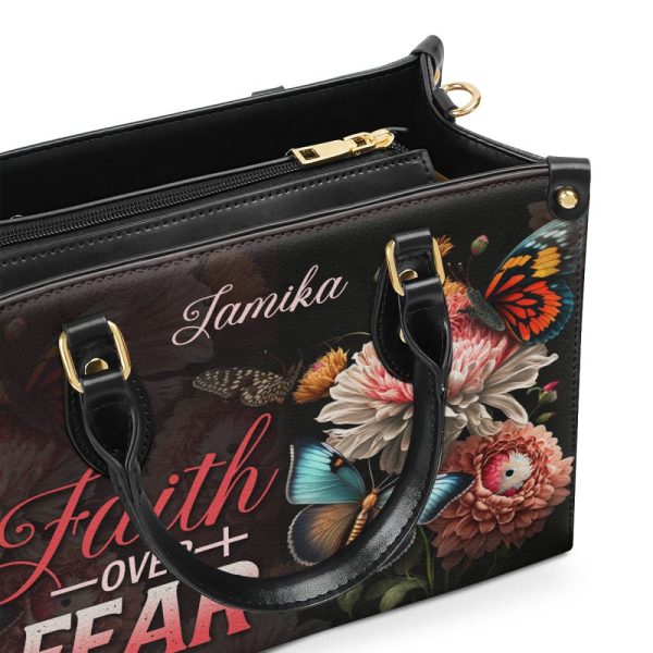 Faith Over Fear - Personalized Leather Handbag Stb28