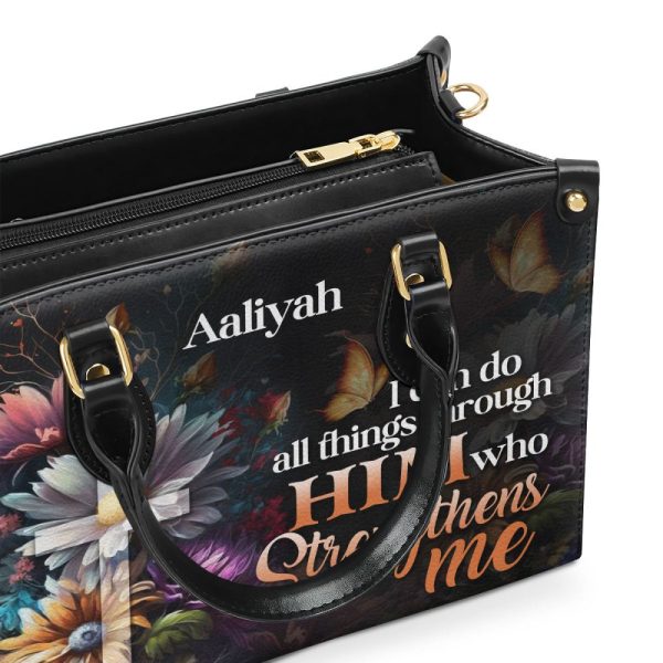 I Can Do All Things Through Him - Personalized Leather Handbag Stb29