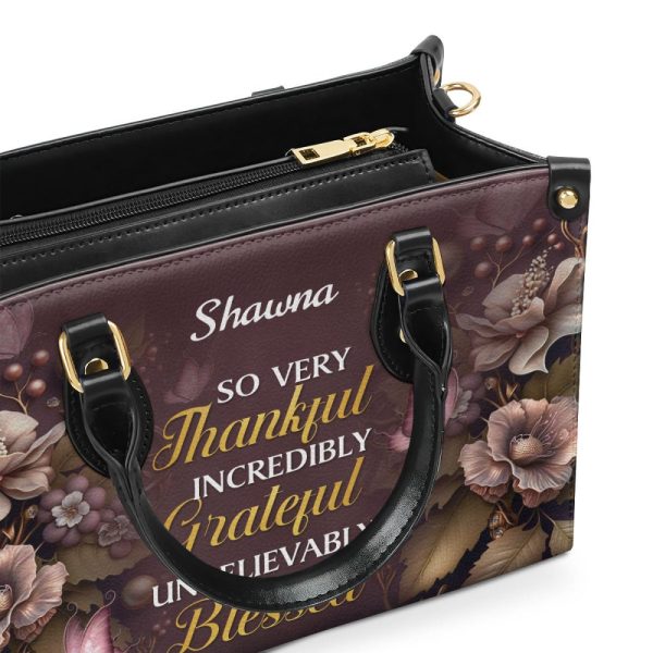 So Very Thankful - Personalized Leather Handbag Stb30