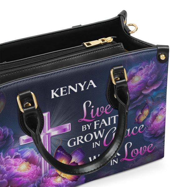 Live By Faith - Personalized Leather Handbag Stb31