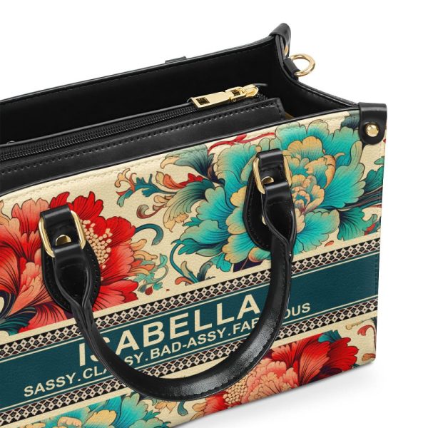Classy Flower - Personalized Leather Handbag Stb124