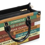 Life Is Short - Personalized Purple Leather Handbag Stb171