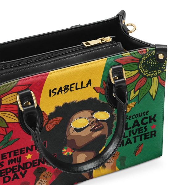Juneteenth Is My Independence Day - Personalized Leather Handbag Sblhbt54
