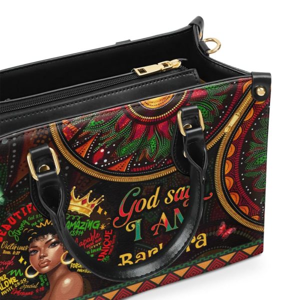 God Says I Am Black - Personalized Leather Handbag