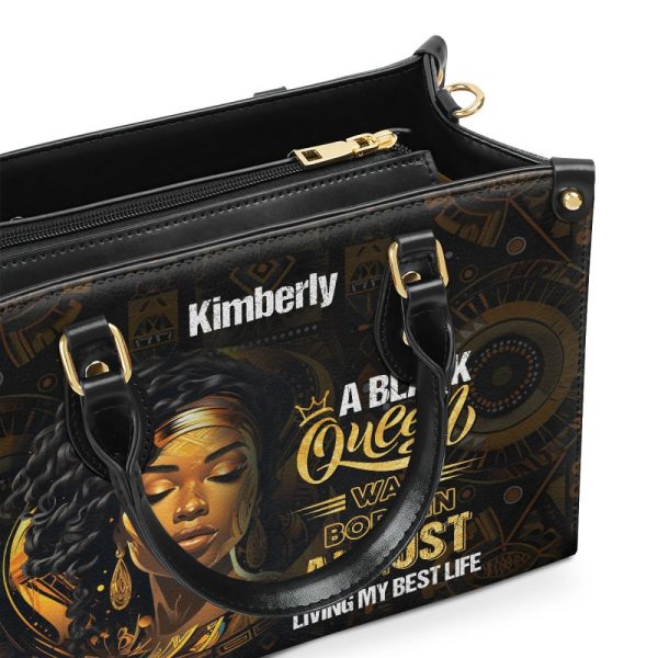 A Black Queen Living My Best Life - Personalized Leather Handbag