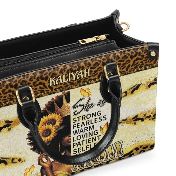 She Is Mom - Personalized Leather Handbag Sbhn01
