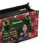 She Who Kneels Before God Can Stand Before Anyone - Personalized Leather Handbag
