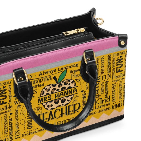 Teacher Apple - Personalized Leather Handbag Sblhbltn997M