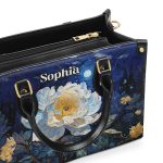 Peony Under The Starry Night - Personalized Leather Handbag Msm28