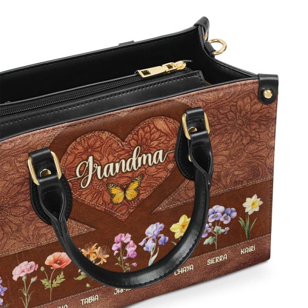 Grandma Mom Birth Month - Personalized Leather Handbag Sblhblm1392D