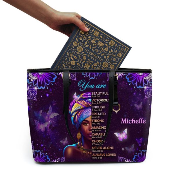 God Says You Are - Personalized Leather Totebag