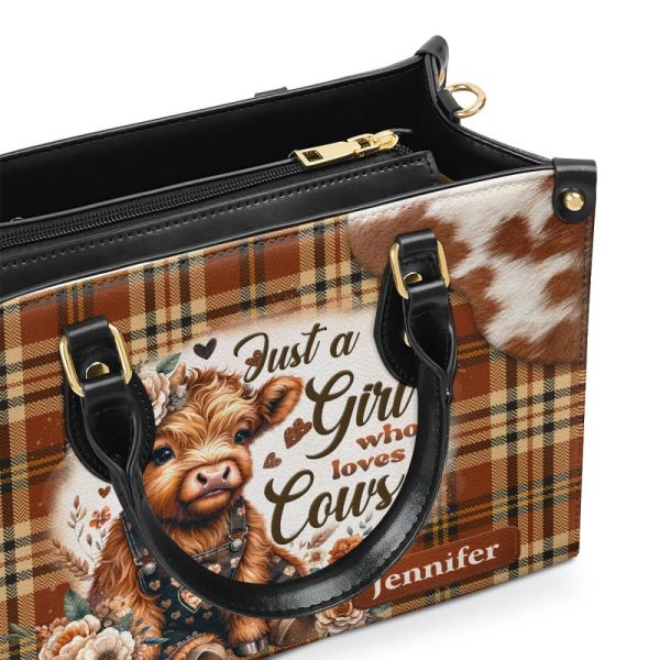 Just A Girl Who Loves Cows - Personalized Leather Handbag Sbha03