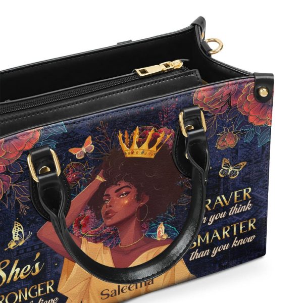 She'S Stronger Than You Believe - Personalized Leather Handbag Sblhblm1143M