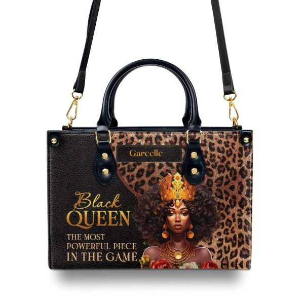 Black Queen Is Powerful - Personalized Leather Handbag Mb24