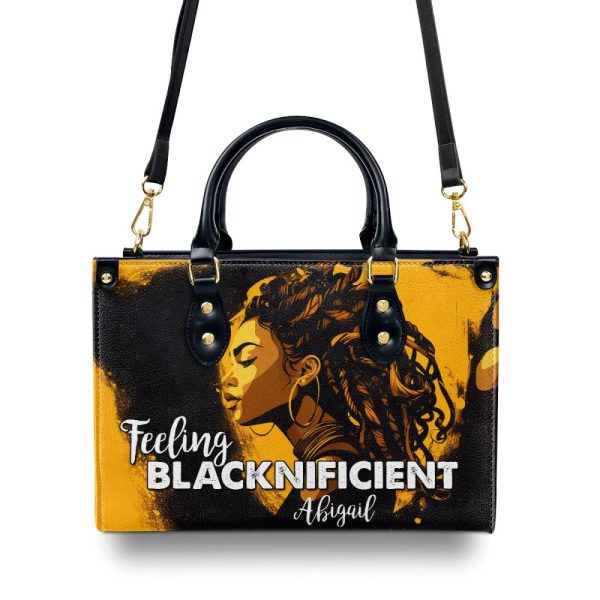 Feeling Blacknificient - Personalized Leather Handbag Stb11