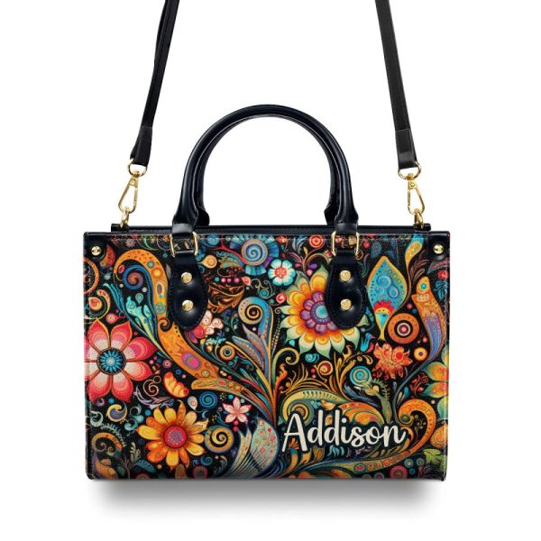 Flourish - Personalized Leather Handbag Stb129