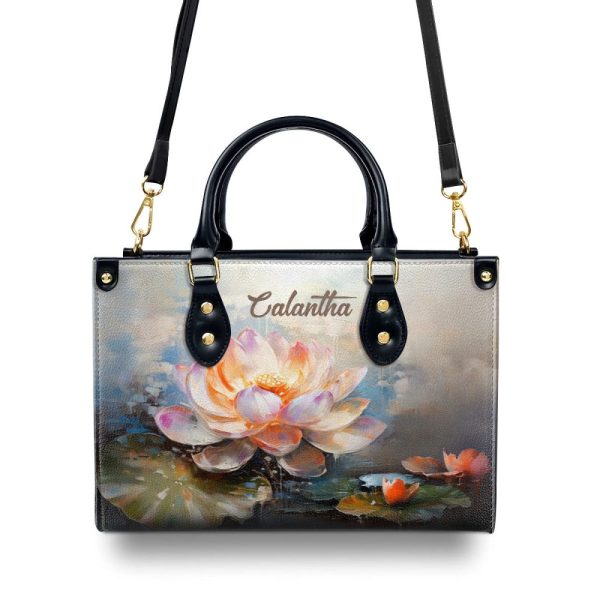 Blooming Lotus - Personalized Leather Handbag Stb138