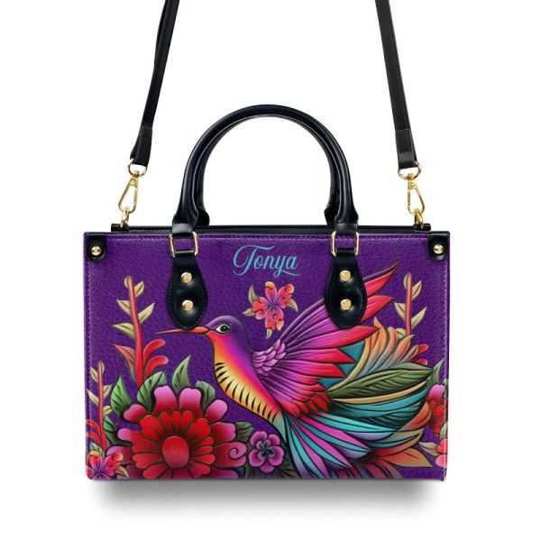 Humming Bird - Personalized Leather Handbag - Stb141