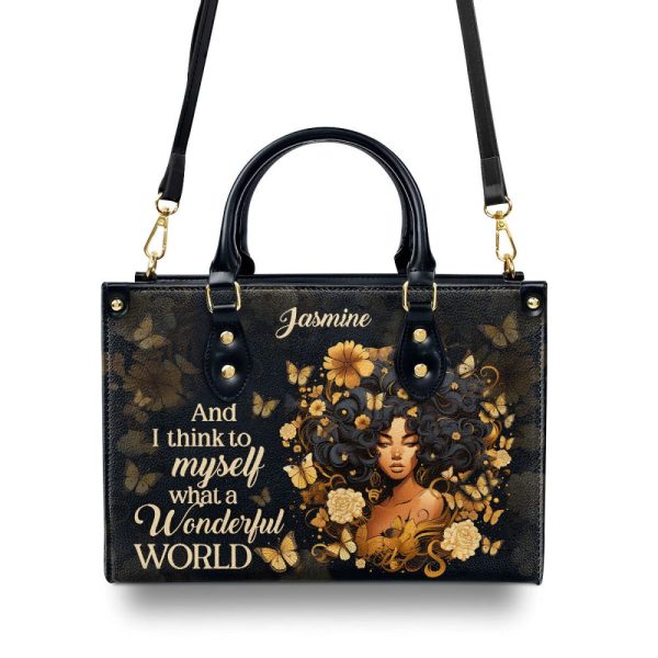 I Think To Myself What A Wonderful World - Personalized Leather Handbag Stb20