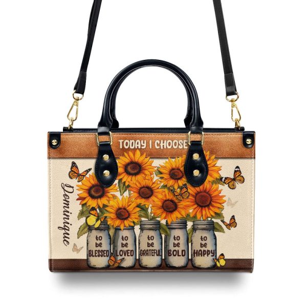Today I Choose - Personalized Leather Handbag Stb23