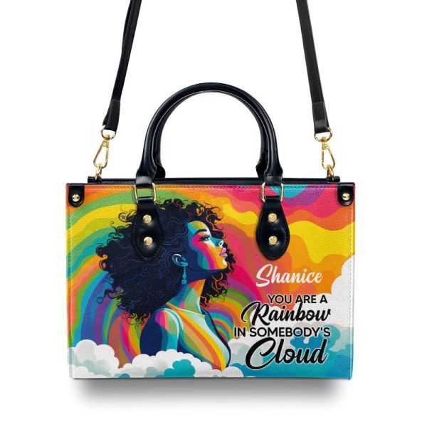 You Are A Rainbow - Personalized Leather Hand Bag Stb48