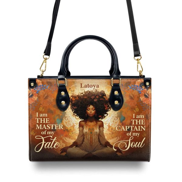 I Am The Master Of My Fate - Personalized Leather Handbag Stb56