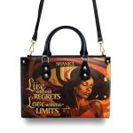 Live Without Regrets - Personalized Purple Leather Handbag Stb62