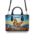 Butterfly In The Starry Night Style - Personalized Leather Handbag Msm07