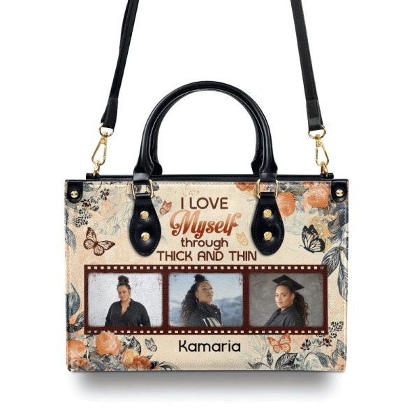 I Love Myself Through Thick And Thin - Personalized Leather Handbag Sblhblm1011L
