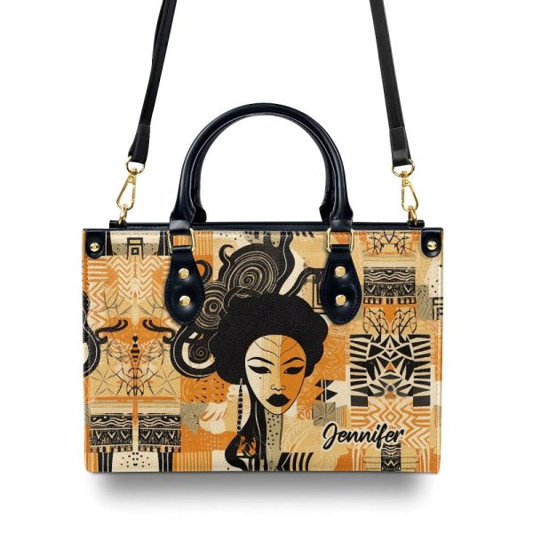 Black Origin Art - Personalized Leather Handbag Stb50