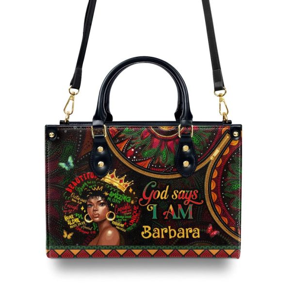 God Says I Am Black - Personalized Leather Handbag