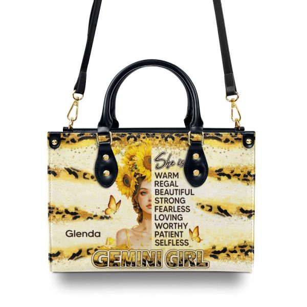 Zodiac Girl - She Is Warm Regal Strong Fearless Worthy - Personalized Leather Handbag Sbhn11