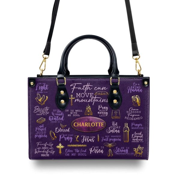 Faith Can Move Mountains - Personalized Leather Handbag Sblhbt84