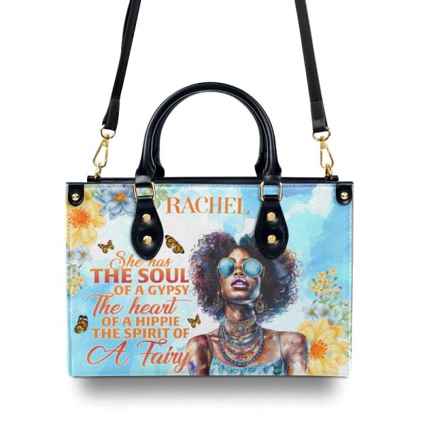 She Has The Soul Of A Gypsy - Personalized Leather Handbag Sbn07
