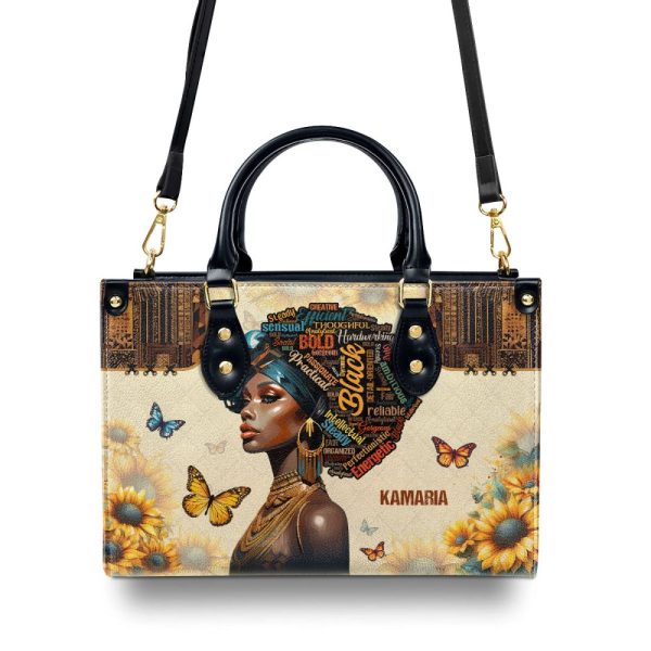A Gorgeous Black Queen - Personalized Leather Handbag Sblhblm1097Ta