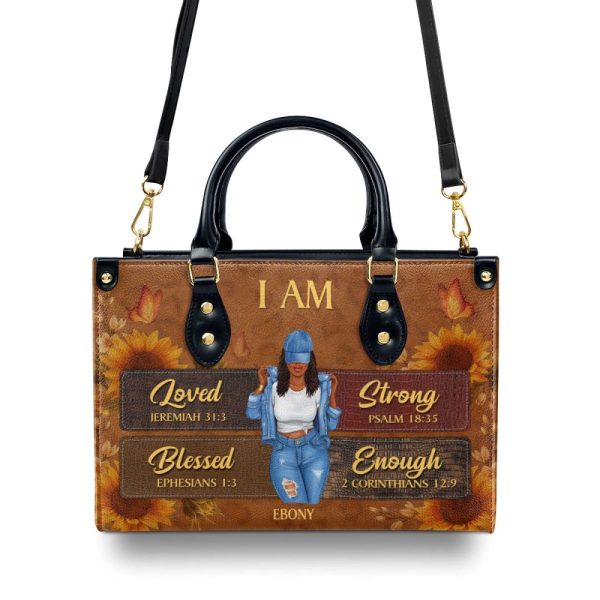 I Am - Personalized Leather Handbag Stb03