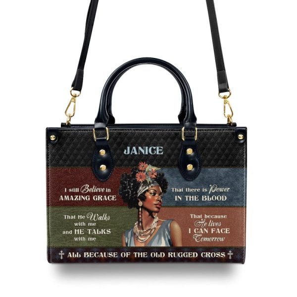 I Still Believe In Amazing Grace - Personalized Leather Handbag Mb52