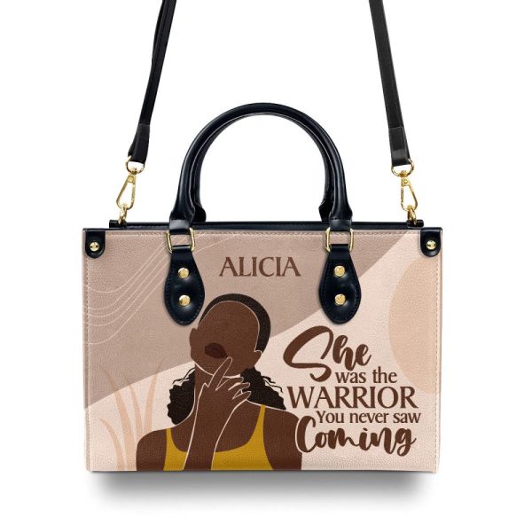 She Was The Warrior - Personalized Leather Hand Bag Stb102