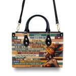 Today Is A Good Day - Personalized Purple Leather Handbag Stb175