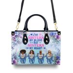 Not Sisters By Blood But Sisters By Heart - Personalized Leather Handbag Sblhbltu2806D