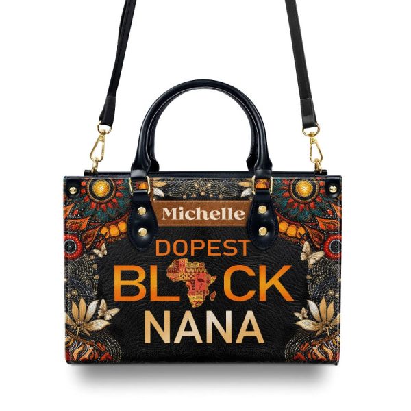 Dopest Black Nana/Grandma - Personalized Leather Handbag Mb64C